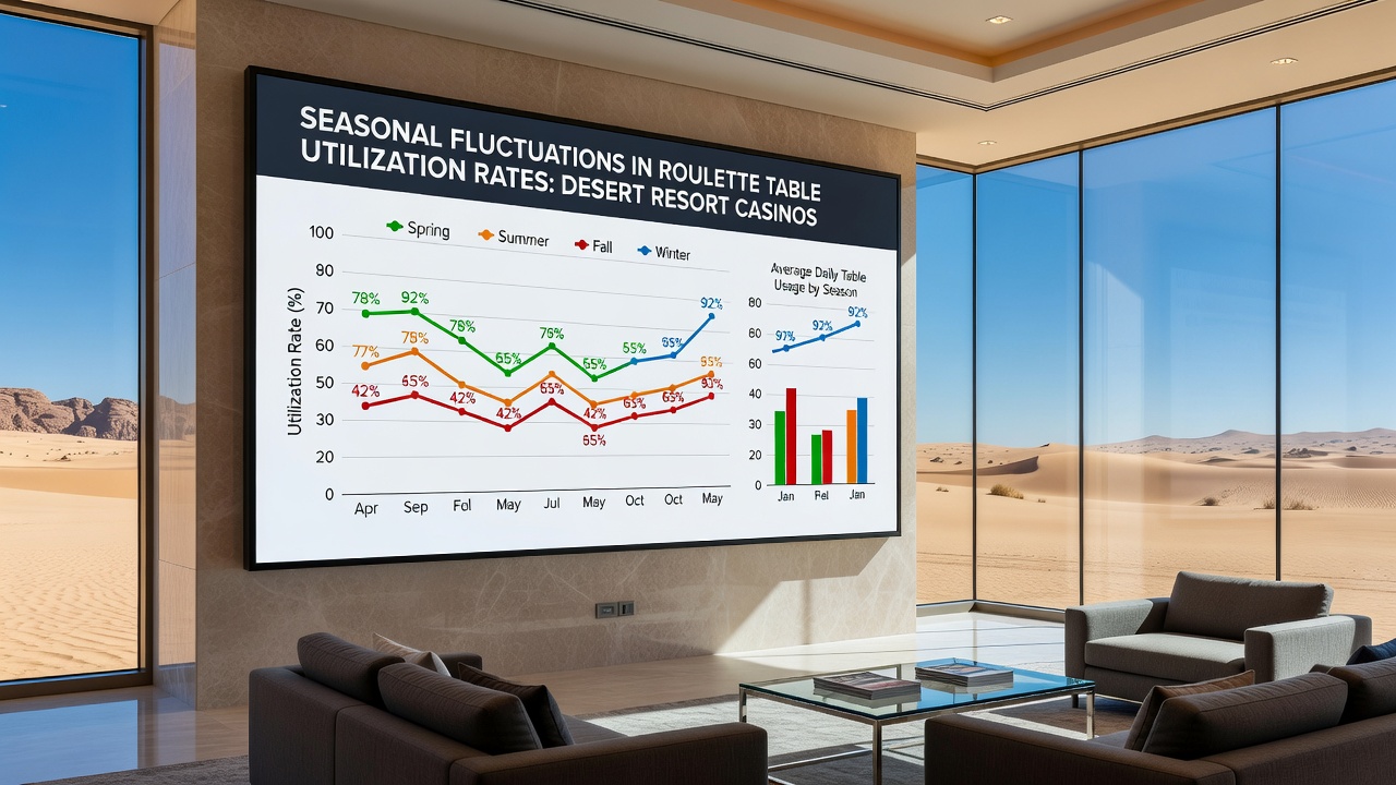 Desert casino roulette area showing moderate player activity during transitional season with empty and occupied tables visible