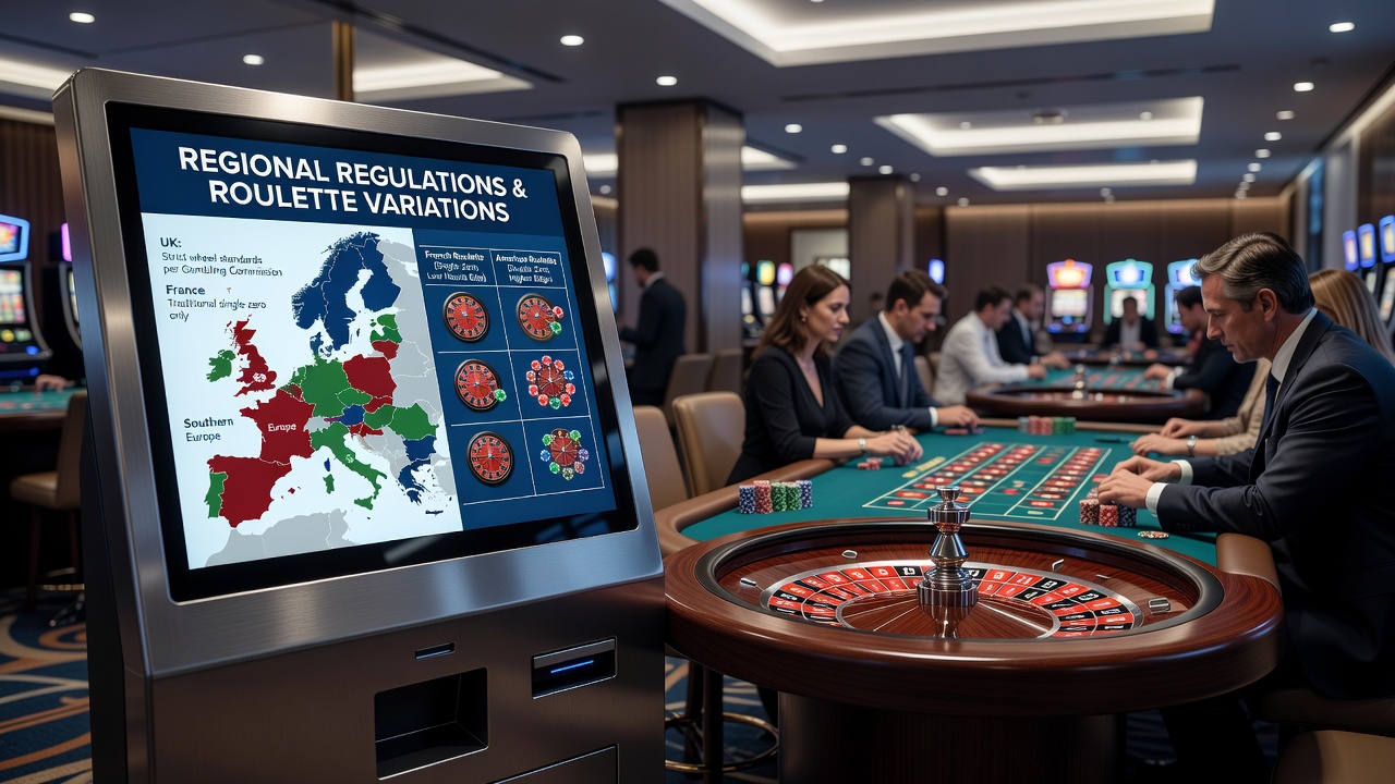 Regulatory compliance documentation and roulette equipment in a European gaming facility